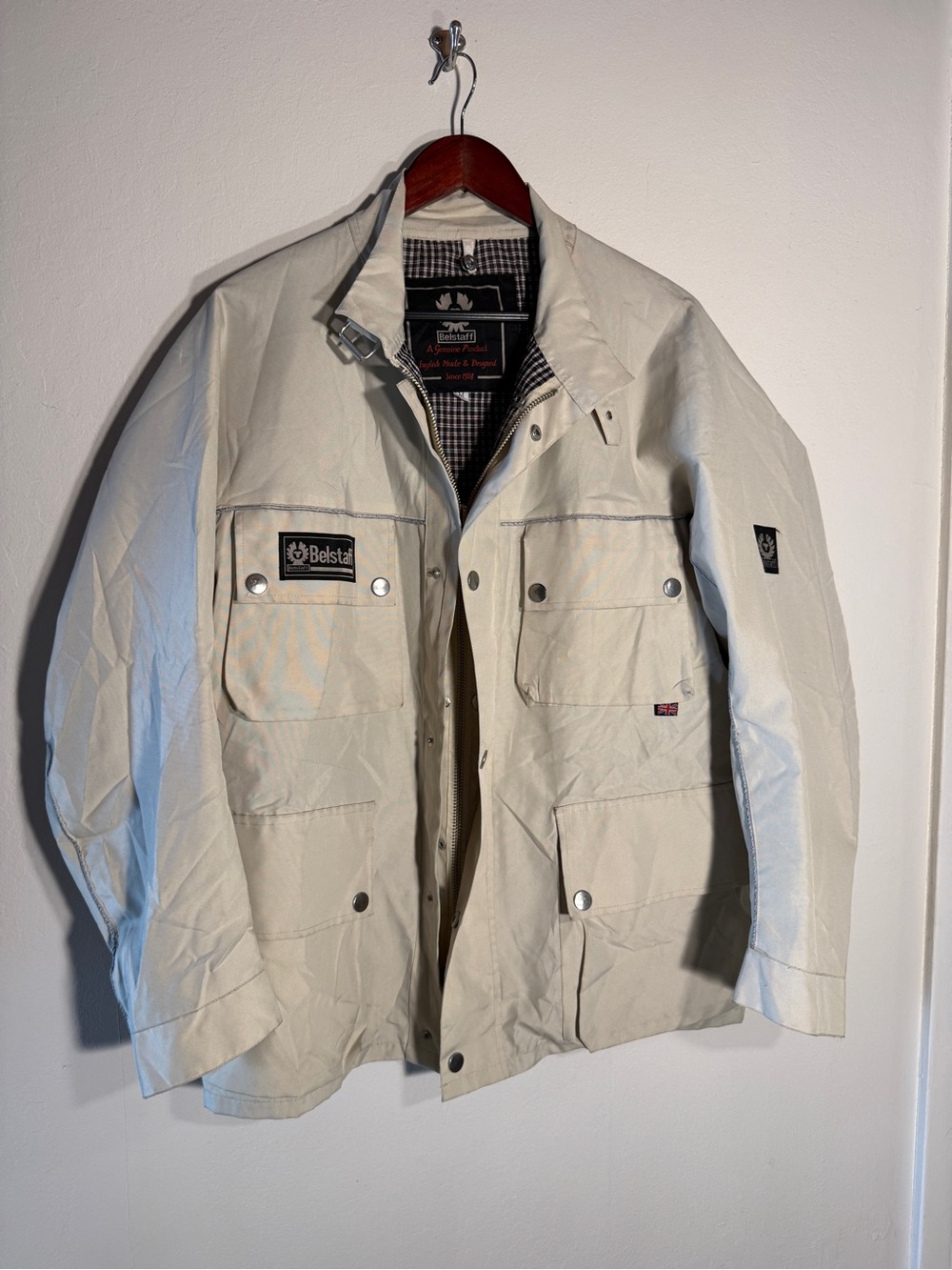 Vintage Belstaff Field Jacket Cream Cotton England 90s M